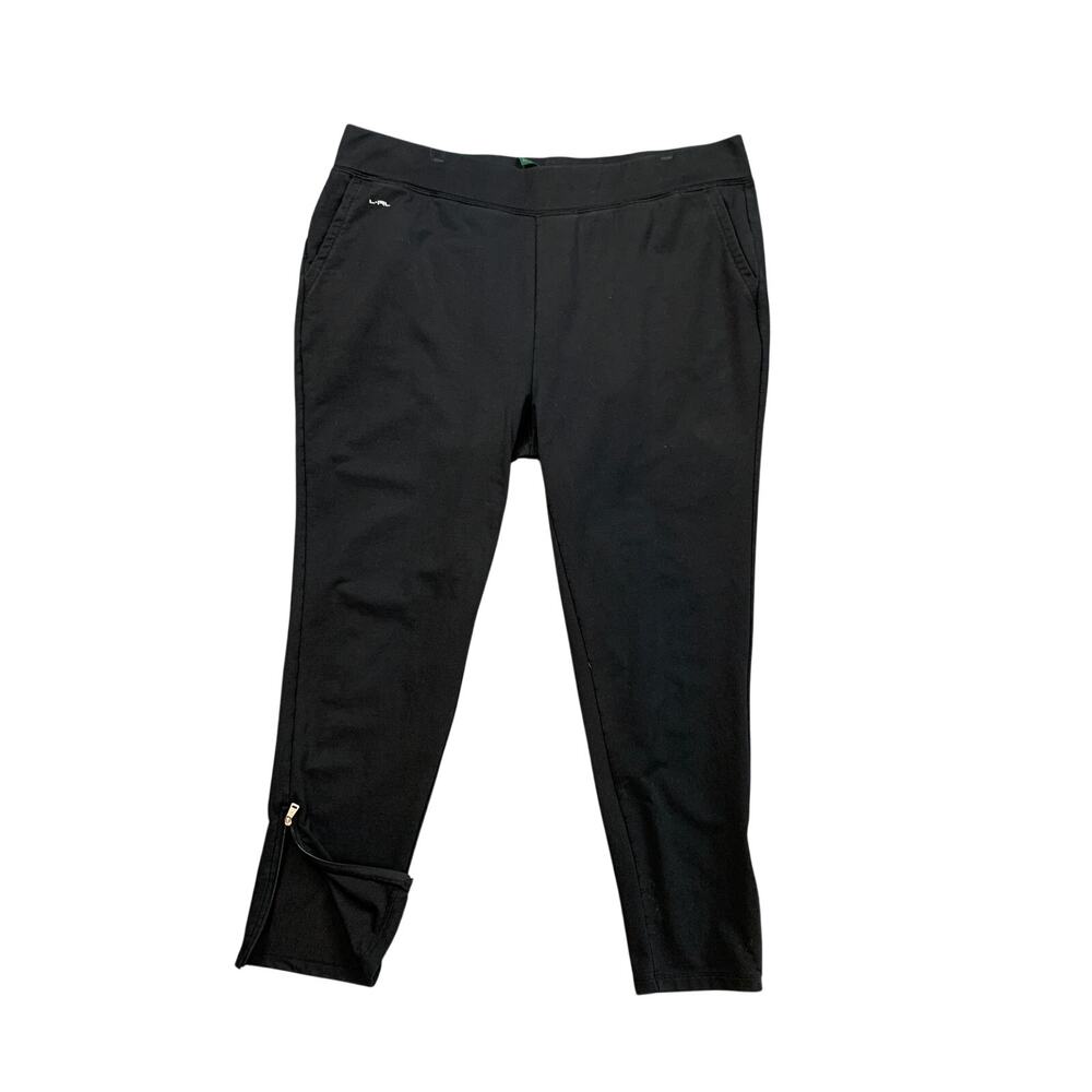 Lauren Ralph Lauren Pants Womens 2X Plus Black Pull On Zip Ankle LRL Active